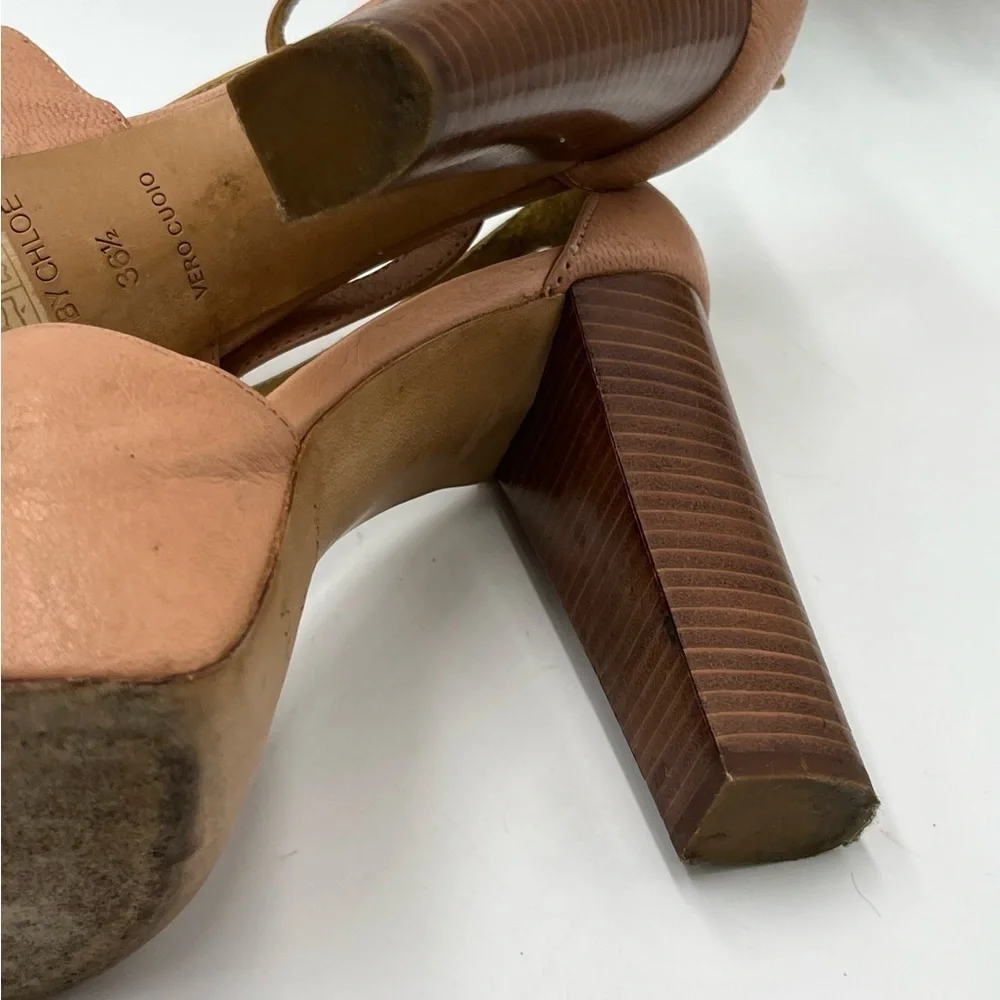See By Chloe Vela Light Pink-Nude Platform High Heels‎ Sandals Sz 36.5/US 6